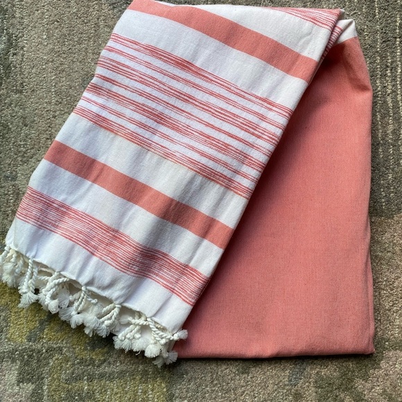 Better Homes And Gardens Coral and White Striped Fabric Shower Curtain - Picture 4 of 5